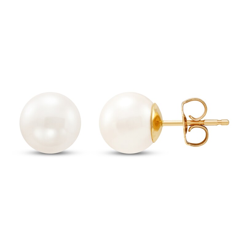 Cultured Pearl Stud Earrings 14K Yellow Gold 8.5mm