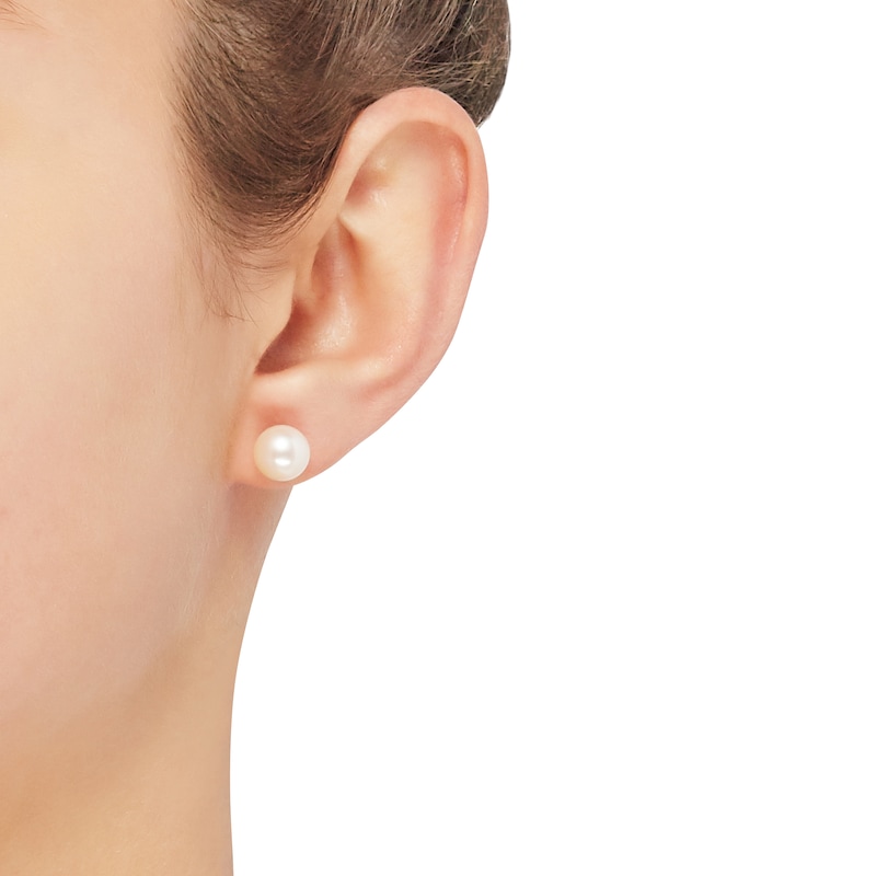 Main Image 4 of Cultured Pearl Stud Earrings 14K Yellow Gold 8.5mm