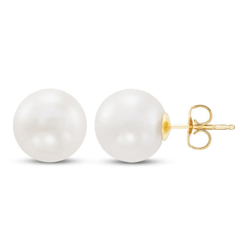 Main Image 2 of Cultured Pearl Stud Earrings 14K Yellow Gold 10.5mm