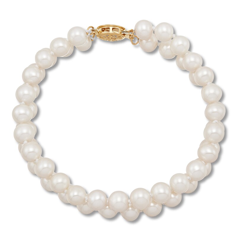 Main Image 2 of Cultured Pearl Strand Bracelet 14K Yellow Gold 7.75"