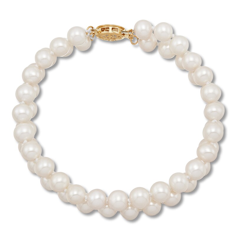 Cultured Pearl Strand Bracelet 14K Yellow Gold 7.75"