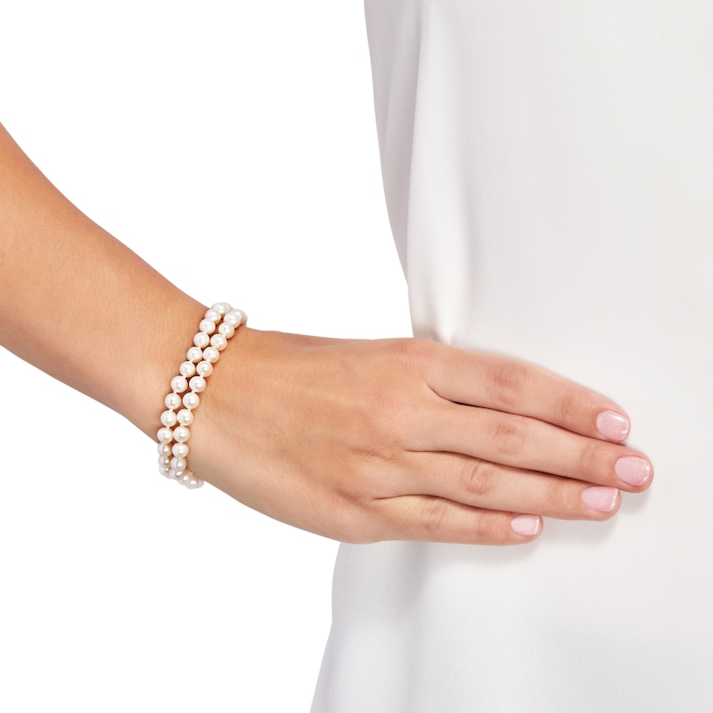 Main Image 4 of Cultured Pearl Strand Bracelet 14K Yellow Gold 7.75"