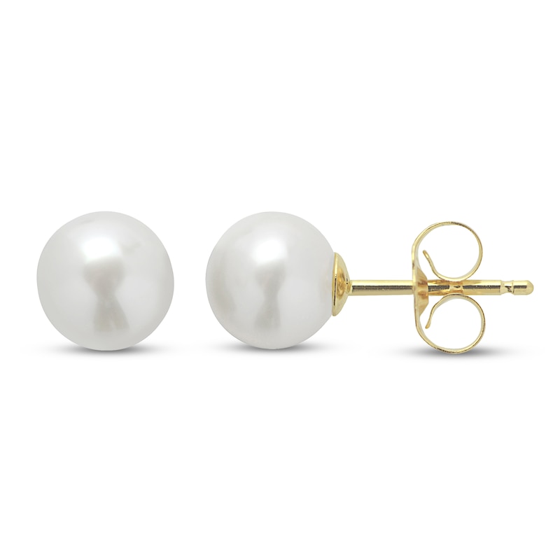 Cultured Pearl Stud Earrings 14K Yellow Gold 6.0mm