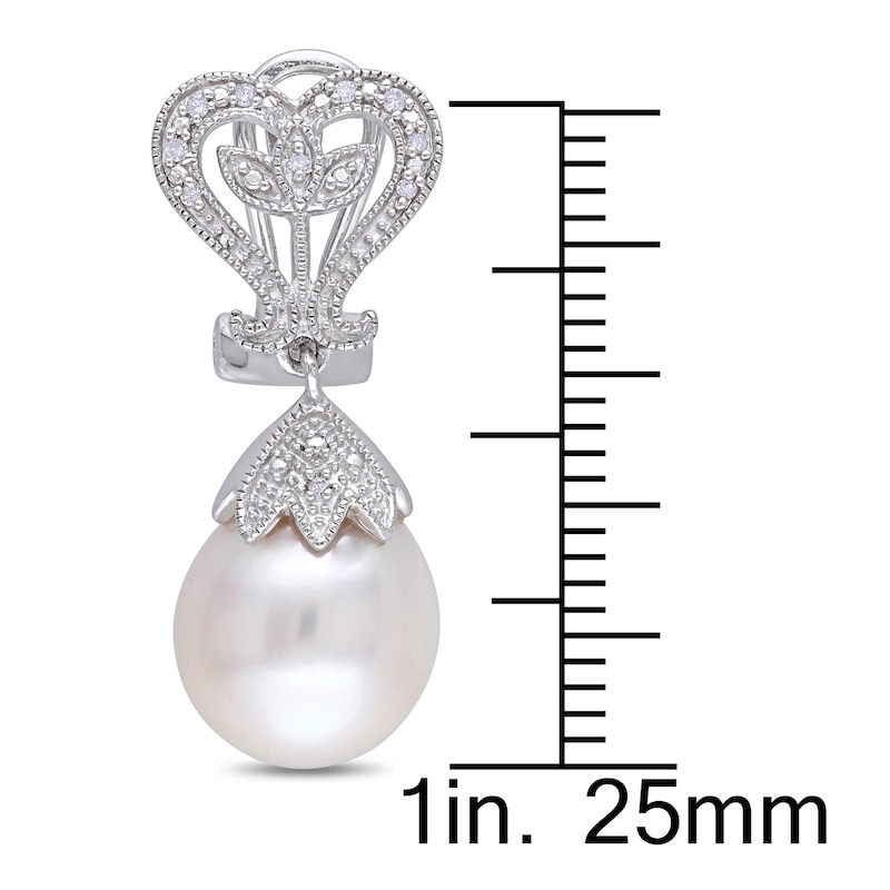 Main Image 2 of Cultured Pearl Earrings 1/20 ct tw Diamonds Sterling Silver
