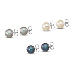 Freshwater Cultured Pearl Stud Earring Set Sterling Silver