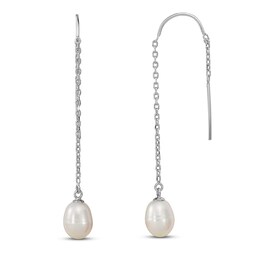 Freshwater Cultured Pearl Threader Earrings Sterling Silver