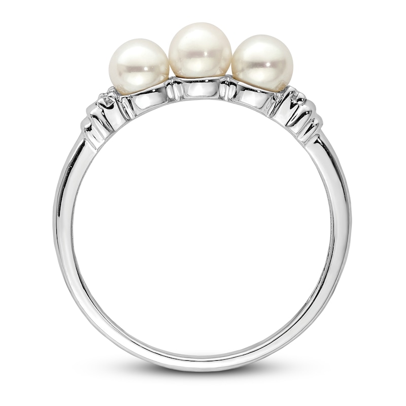 Cultured Freshwater Pearl Ring Diamond Accent Sterling Silver