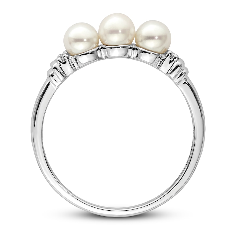 Main Image 2 of Freshwater Cultured Pearl Ring Diamond Accent Sterling Silver