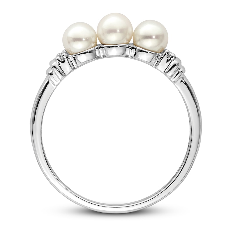 Freshwater Cultured Pearl Ring Diamond Accent Sterling Silver