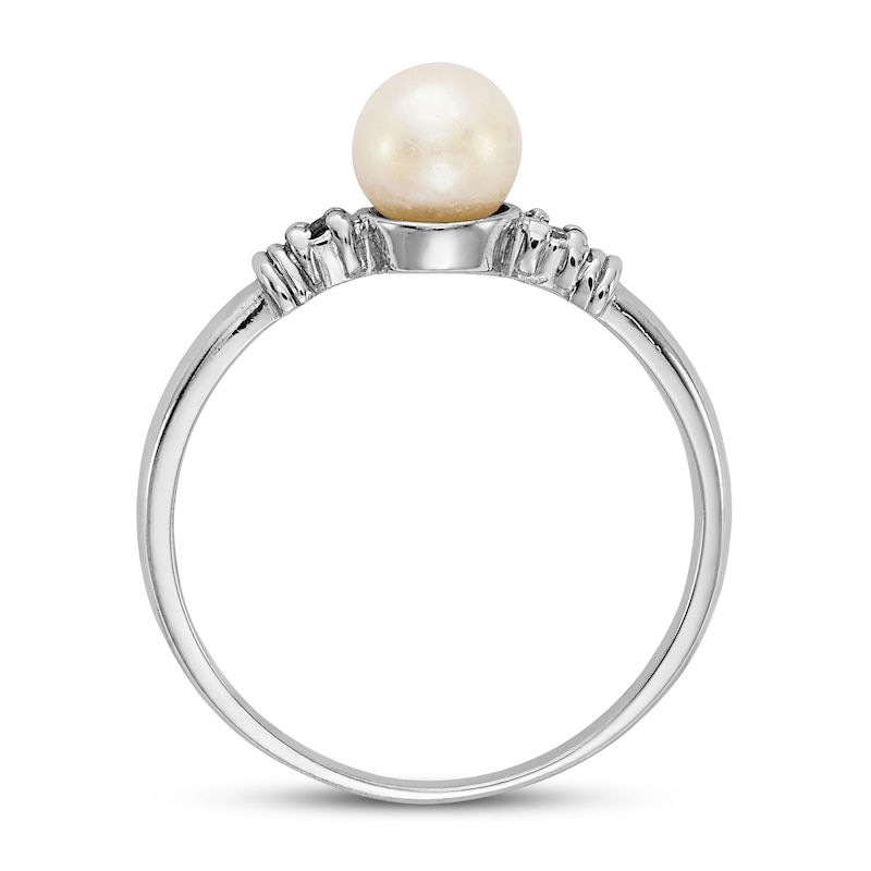 Main Image 2 of Freshwater Cultured Pearl Ring Diamond Accent 14K White Gold
