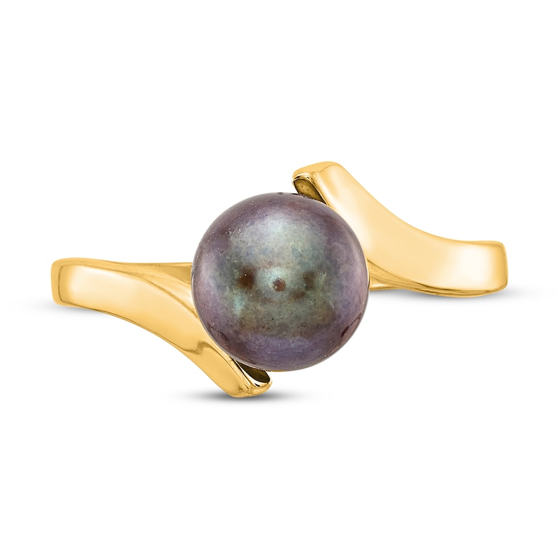 Main Image 3 of Black Freshwater Cultured Pearl Ring 14K Yellow Gold