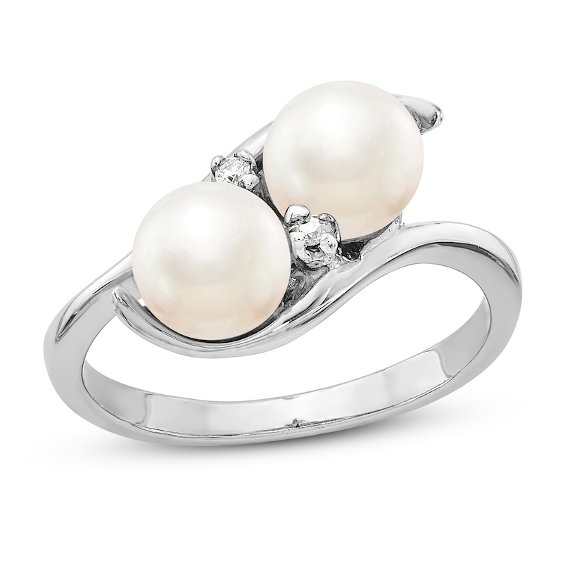 Cultured Freshwater Pearl Ring Diamond Accent 14K White Gold