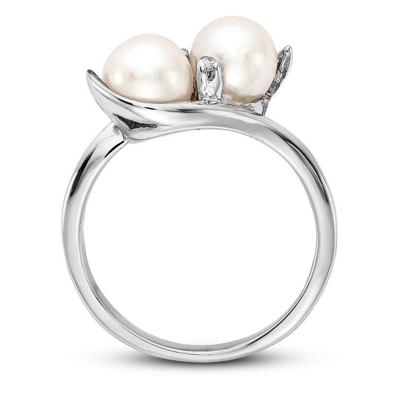 Cultured Freshwater Pearl Ring Diamond Accent 14K White Gold