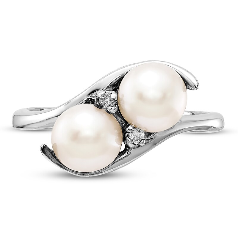 Cultured Freshwater Pearl Ring Diamond Accent 14K White Gold