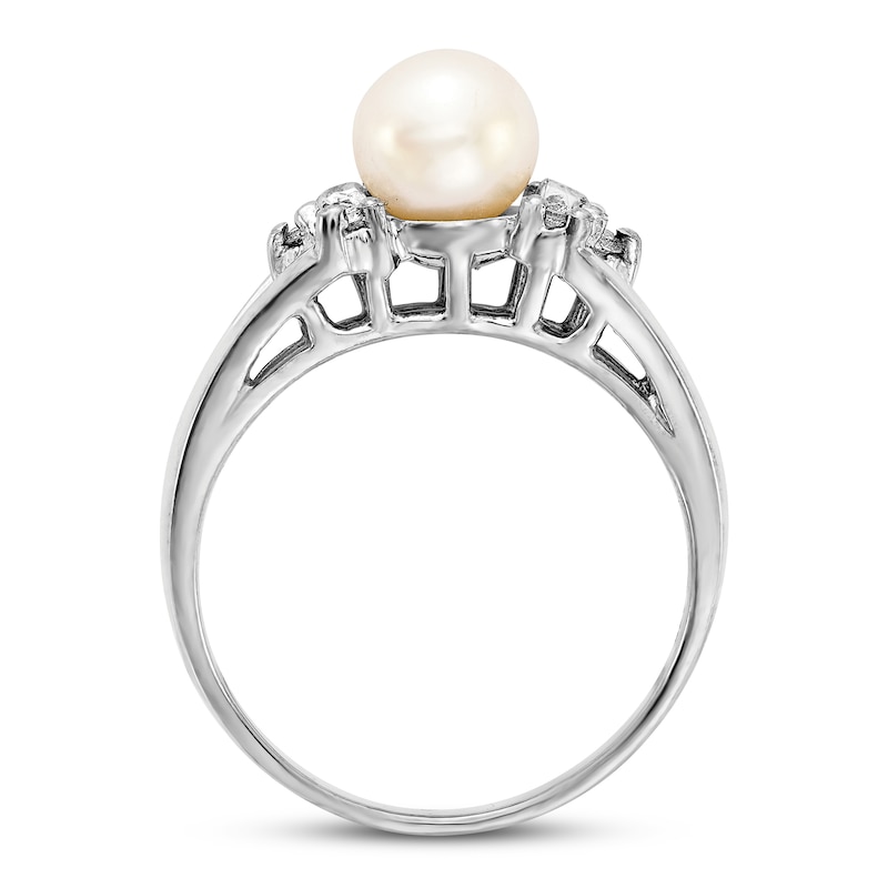 Freshwater Cultured Pearl Ring 1/10 ct tw Diamonds 14K White Gold