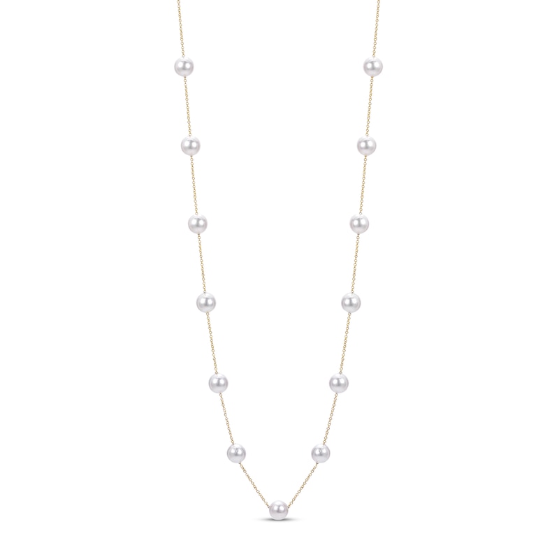 Main Image 1 of Akoya Cultured Pearl Necklace 14K Yellow Gold