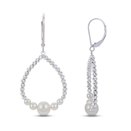 Cultured Freshwater Pearl Bead Drop Earrings Sterling Silver