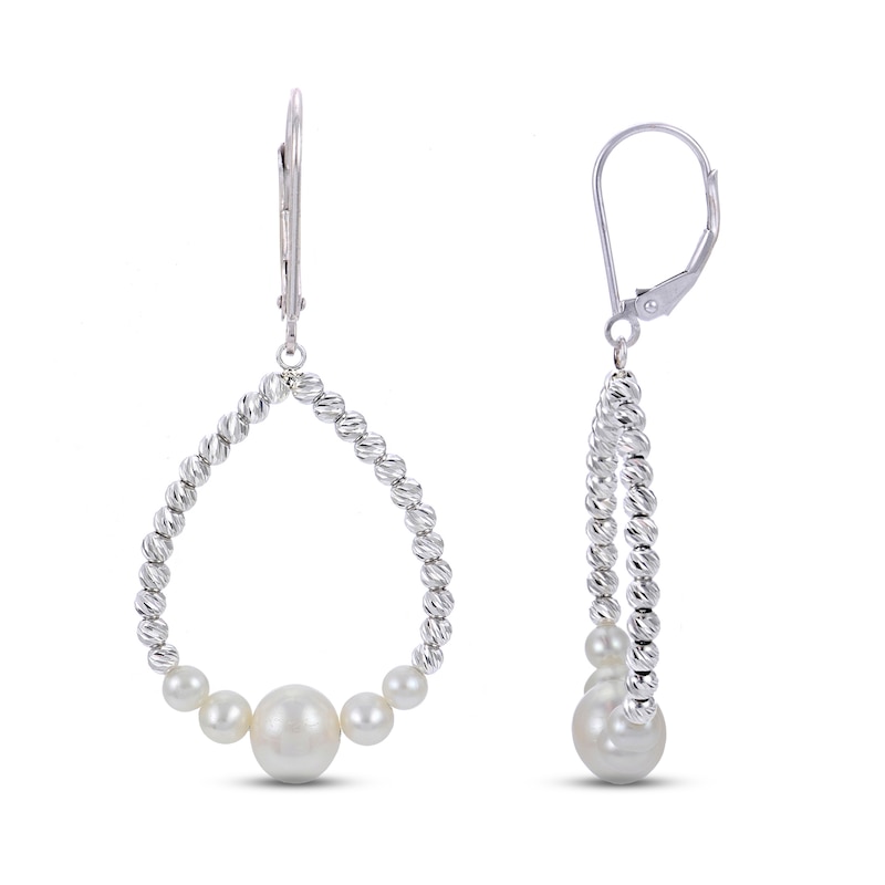 Freshwater Cultured Pearl Bead Drop Earrings Sterling Silver