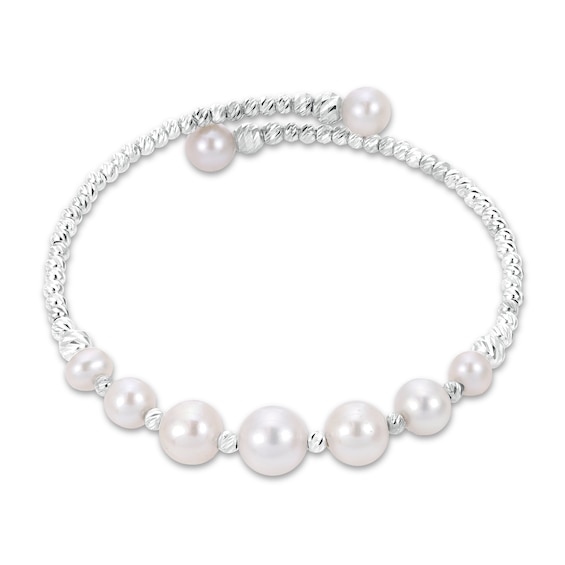 Freshwater Cultured Pearl Bead Bangle Bracelet Sterling Silver
