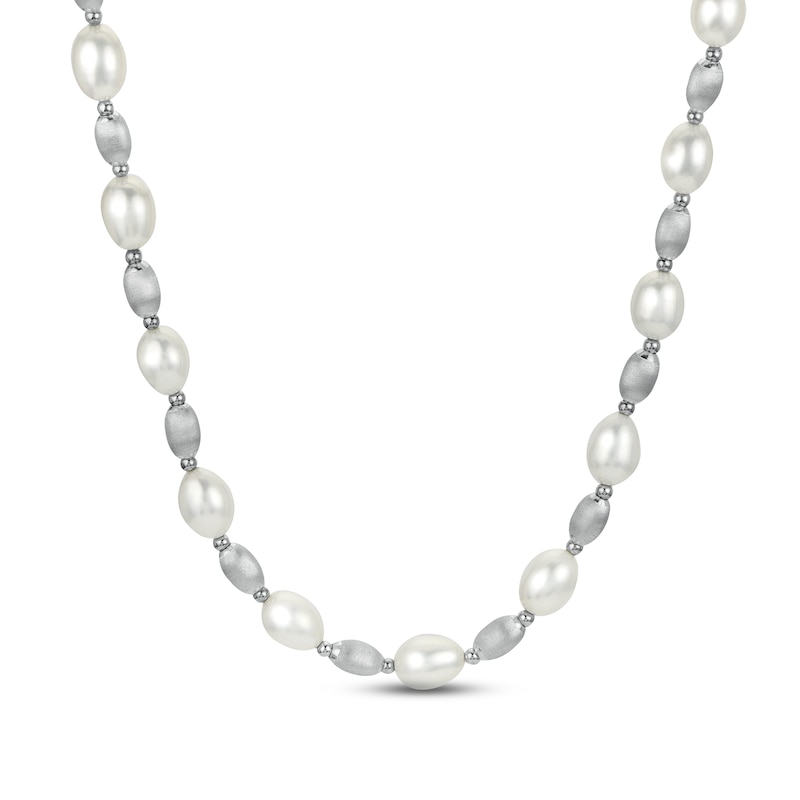 Freshwater Cultured Pearl Bead Necklace Sterling Silver