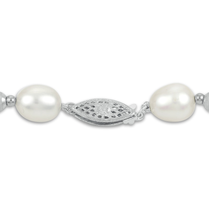 Freshwater Cultured Pearl Bead Necklace Sterling Silver