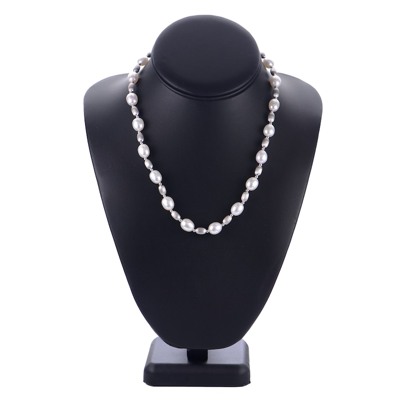 Main Image 3 of Freshwater Cultured Pearl Bead Necklace Sterling Silver
