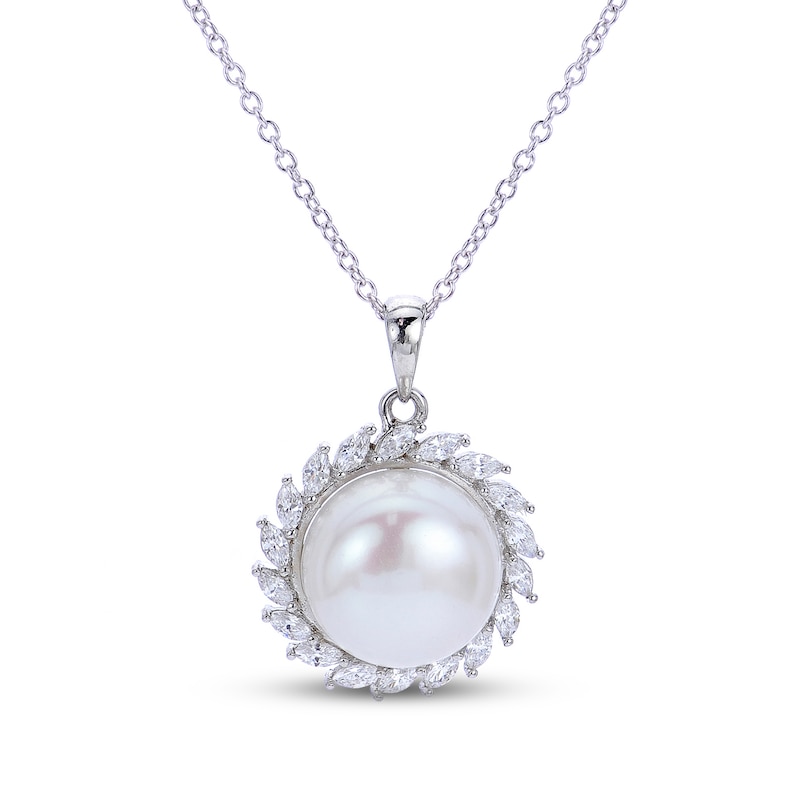 Freshwater Cultured Pearl Necklace White Topaz Sterling Silver