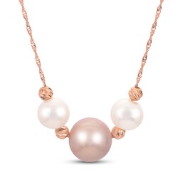 Cultured Freshwater Pearl Necklace 14K Rose Gold