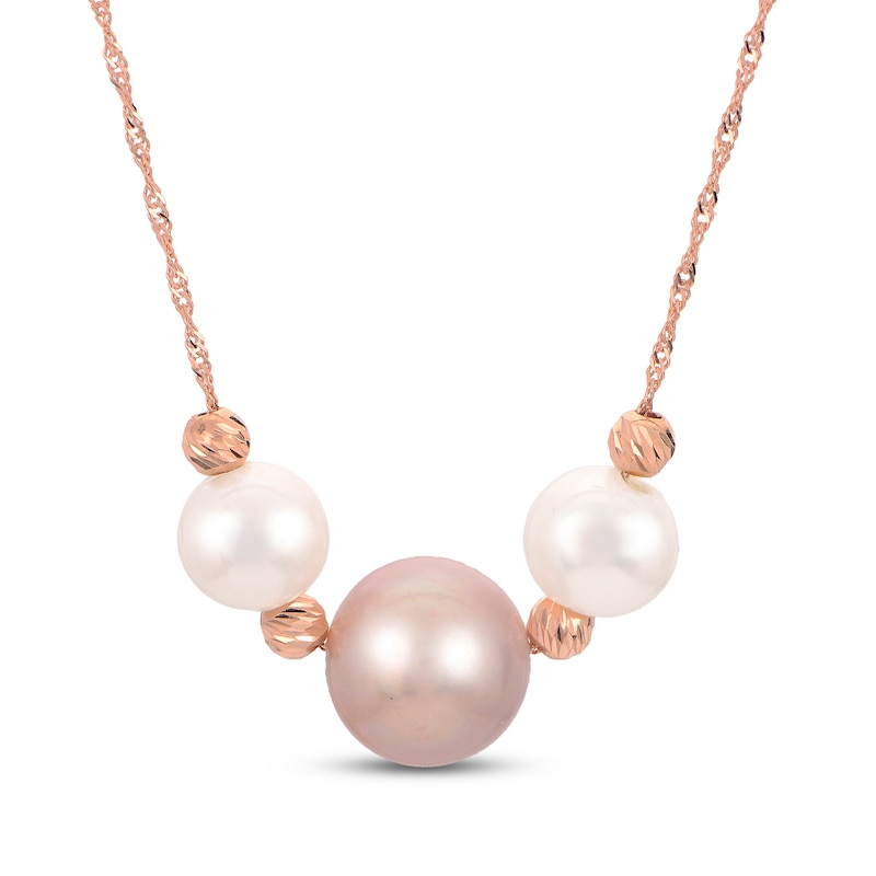 Main Image 1 of Freshwater Cultured Pearl Necklace 14K Rose Gold