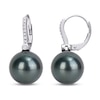 Thumbnail Image 1 of Tahitian Cultured Pearl Earrings 1/8 ct tw Diamonds 10K White Gold