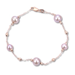 Pink Cultured Freshwater Pearl Bracelet 14K Rose Gold