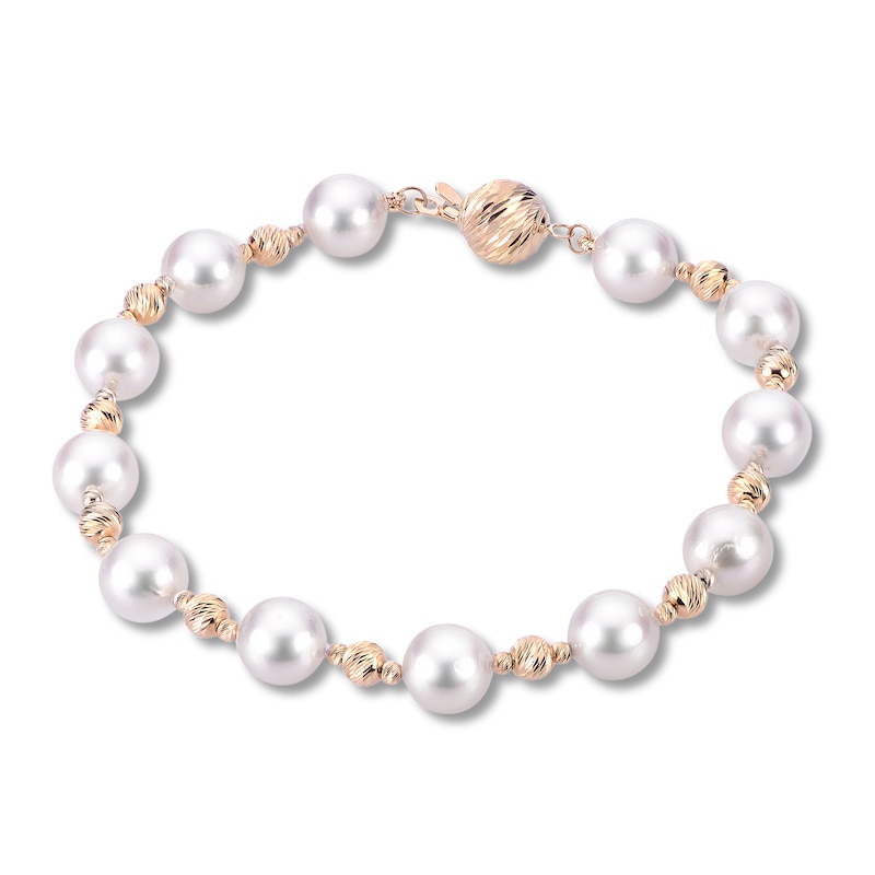 Main Image 1 of Akoya Cultured Pearl Bracelet 14K Yellow Gold