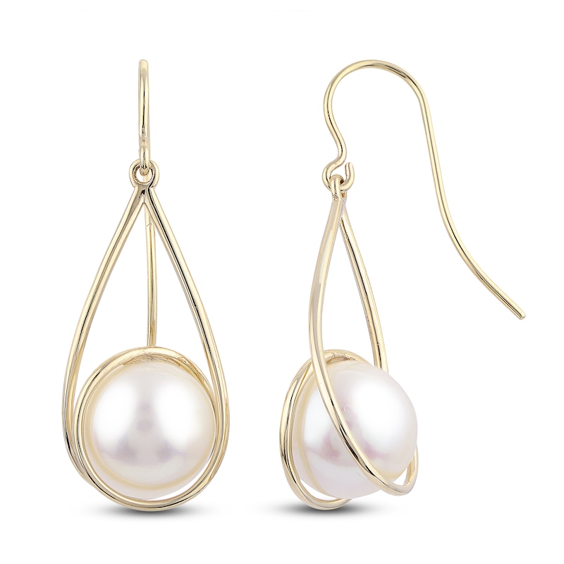 Freshwater Cultured Pearl Drop Earrings 14K Yellow Gold