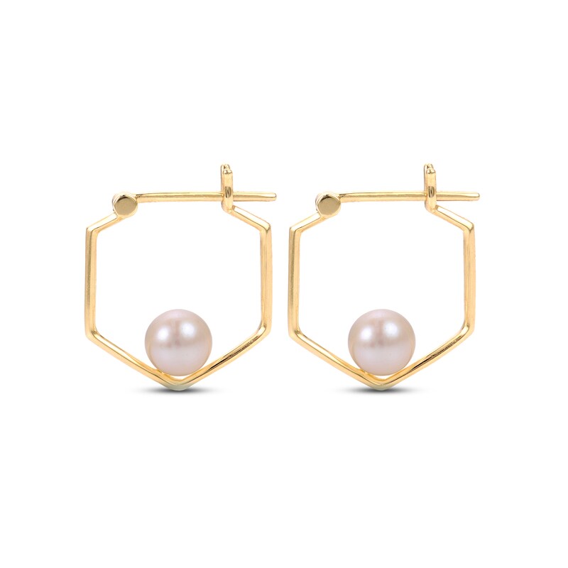 Freshwater Cultured Pearl Hoop Earrings 14K Yellow Gold
