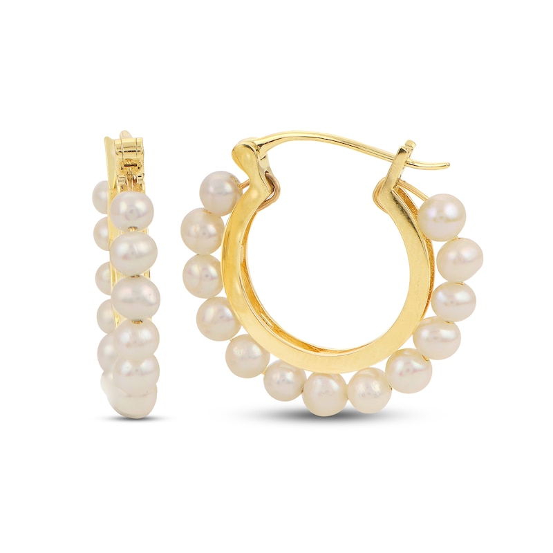 Gold, Cultured Pearl and Charm Hoop Earrings