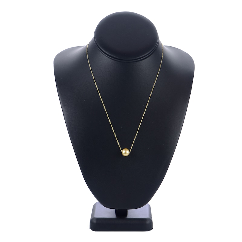Main Image 2 of South Sea Golden Cultured Pearl Drop Necklace 14K Yellow Gold