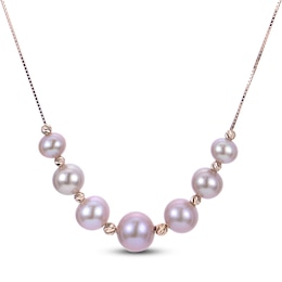 Diamond-Cut Pink Freshwater Cultured Pearl Necklace 14K Rose Gold
