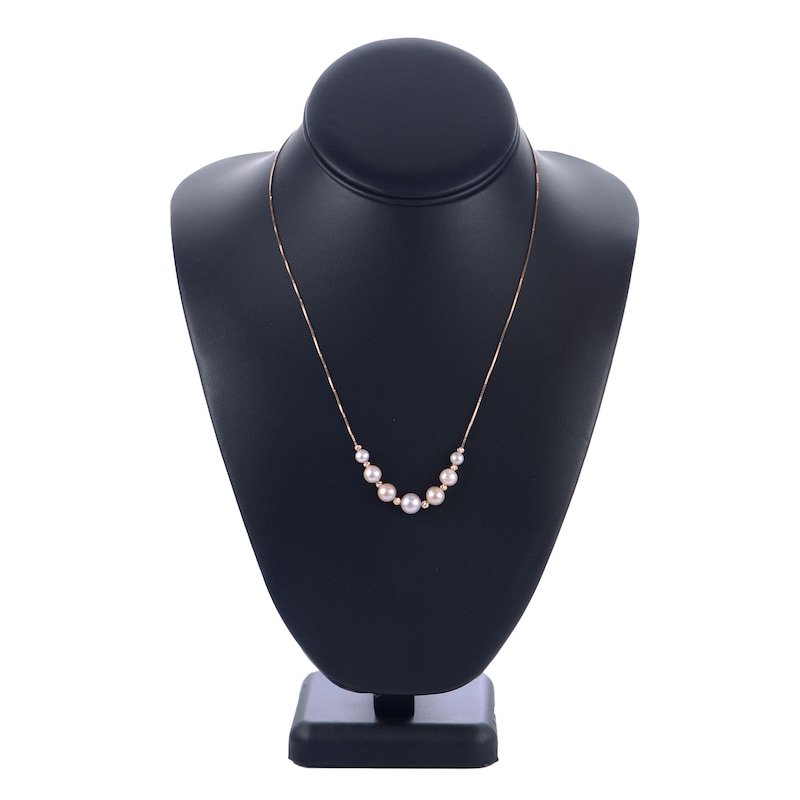 Main Image 2 of Diamond-Cut Pink Freshwater Cultured Pearl Necklace 14K Rose Gold