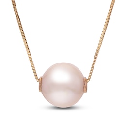 Pink Cultured Freshwater Pearl Necklace 14K Rose Gold