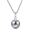 Thumbnail Image 1 of Tahitian Cultured Pearl Necklace 1/20 ct tw Diamonds 14K White Gold