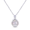 Thumbnail Image 1 of Akoya Cultured Pearl Necklace 1/20 ct tw Diamonds 14K White Gold