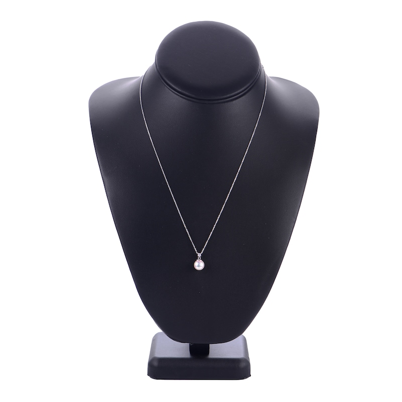 Main Image 2 of Akoya Cultured Pearl Necklace 1/20 ct tw Diamonds 14K White Gold
