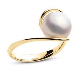 Cultured Freshwater Pearl Engagement Ring 14K Yellow Gold