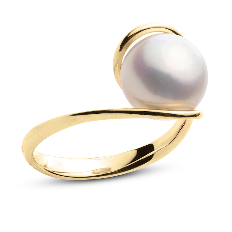Freshwater Cultured Pearl Engagement Ring 14K Yellow Gold