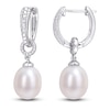Thumbnail Image 1 of Freshwater Cultured Pearl Drop Earrings Diamond Accent Sterling Silver
