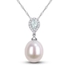 Thumbnail Image 0 of Freshwater Cultured Pearl & Natural Aquamarine Necklace 1/15 ct tw Diamonds 10K White Gold