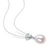 Thumbnail Image 2 of Freshwater Cultured Pearl & Natural Aquamarine Necklace 1/15 ct tw Diamonds 10K White Gold