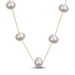 Freshwater Cultured Pearl Tin Cup Necklace 10K Yellow Gold
