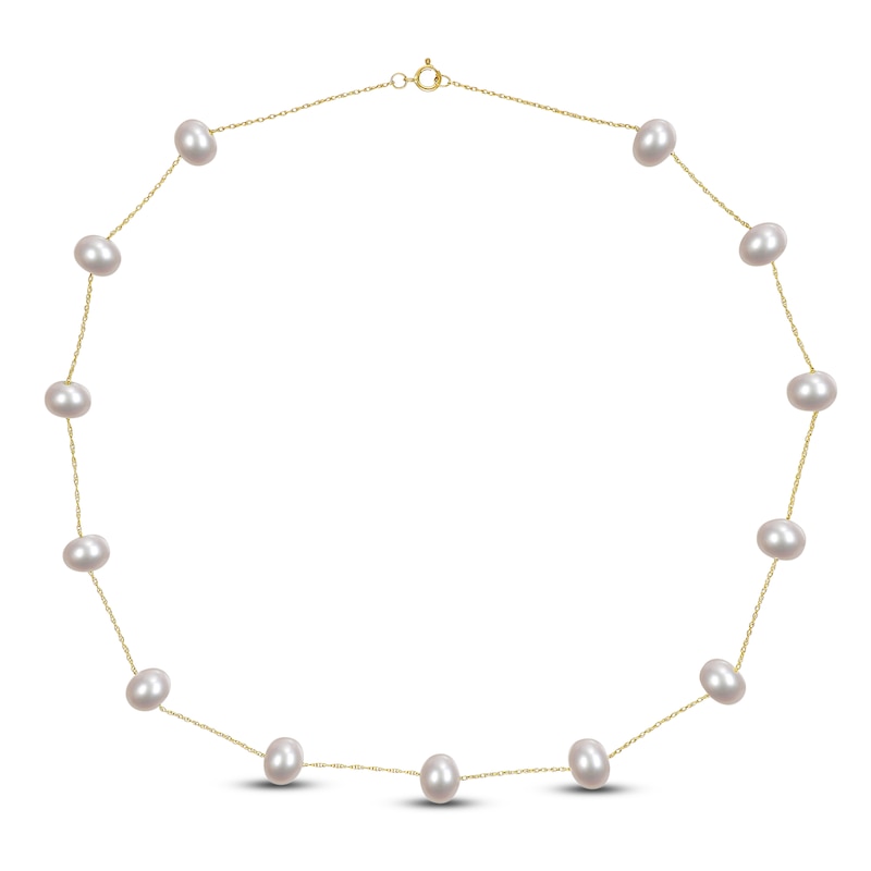 Main Image 3 of Freshwater Cultured Pearl Tin Cup Necklace 10K Yellow Gold