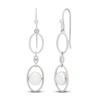 Thumbnail Image 1 of Freshwater Cultured Pearl & White Lab-Created Sapphire Drop Earrings Sterling Silver
